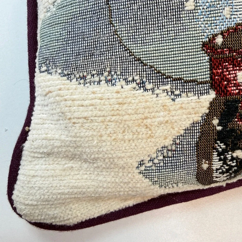 Fashion Throw Pillow 12x12 Blue Snowman‎ Red Wagon Christmas Tapestry